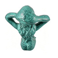 Figurine Sirène en Fonte à Poser sur Étagère, Vert Vintage, Thème Nautique Marin, Statue Métallique, Décoration de Jardin, d'Intérieur et de Maison