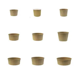 Disposable Paper Cup Soup Cups Salad Bowl Take Away Papercup Carrier Food Packing Box Craft Paper Double Wall Bread Bin PP Lid