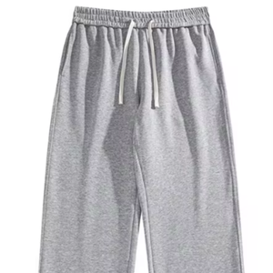 กางเกงวอร์มผู้ชายทรงตรงขากว้างขนาดใหญ่ ย้อมสีแบบ Garment Dyed เอวยางยืด ความสูงระดับกลาง สไตล์ลำลอง ลายทางแบบกำหนดเอง ล้างสีแบบ Acid Wash ชายกางเกงเปิด - Product Image 1