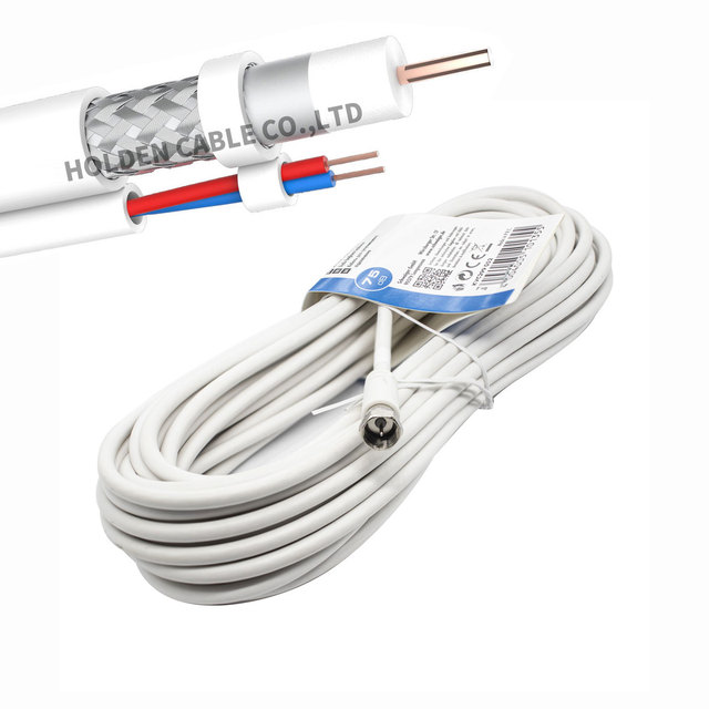 Coaxial Cable 30 50 ft RG6 Rg59 with F Connectors Dual Shielded for CCTV White or Black RG6 Coaxial Cable