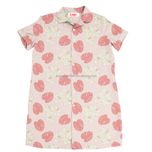 Robes chemises imprimées hawaïennes personnalisées OEM pour femmes, robes d'été pour femmes en gros, longueur genou - Product Image 2