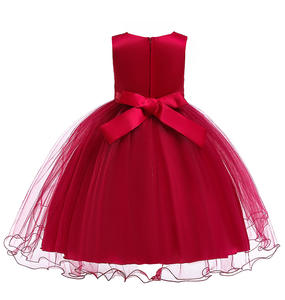 Nouvelle Robe Rouge Coréenne pour Filles 2020, Taille 3T, Broderie Anniversaire Mariage, Robe de Soirée Fleurie pour Bébé Fille - Product Image 2