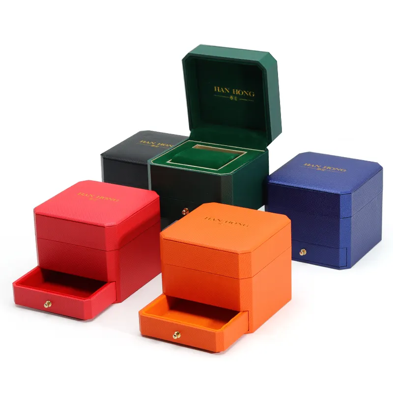 Hanhong wholesale custom logo paper gift watch packaging box luxury PU paper watch box men and women storage watch box