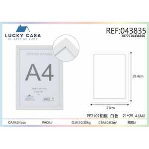 A4 Photo Frame 21x297cm bianco vetro acrilico plastica PS fornitore all'ingrosso per la casa e l'arredamento dell'ufficio - Product Image 1