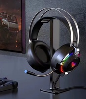 Casques filaires PS4, casques de jeu USB, casques supra-auriculaires avec microphone, lumière LED pour PS4, PC, Xbox One
