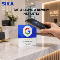 Carte NFC SIKA pour avis Google, 13,56 MHz, logo personnalisé, code QR, URL, carte de visite intelligente RFID, utilisation hôtelière, NTAG213, acrylique étanche NFC
