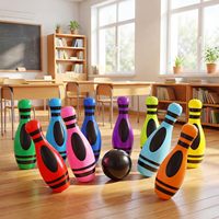 Ensemble de bowling géant gonflable en PVC durable de 11 pièces pour l'extérieur, fournitures pour fêtes d'anniversaire, avec 10 crayons de couleur, 27 aiguilles et une boule de 23 pouces