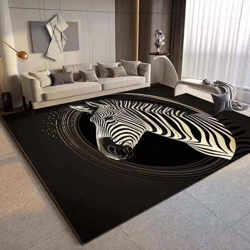 Minimalist bedroom  study carpet  abstract art zebra pattern living room carpet  dining room thickened crystal velvet carpet