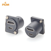 2'si 1 arada USB-C 3.1 Yüksek Çözünürlüklü Multimedya Arayüzü D-Tipi Çift Bağlantı Noktalı XLR AV Patch Panel Montaj Adaptörü 10Gbps 100W 8K 60Hz