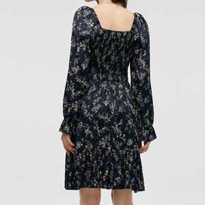 Robe mini pour femme à col carré, avec volants, élégante, sexy, vintage, bohème, pour la plage, anti-statique, imprimé papillons - Product Image 2