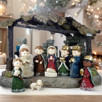 Figurines de Noël de style européen pour la famille, combinaison de personnages, décoration de fenêtre pour salon, accessoires photo, artisanat en résine à paillettes