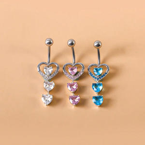 كريستال ملون حجر تشيكوسلوفاكيا الخوخ القلب تتدلى السرة خاتم المصنع المورد جديد القلب البطن مجوهرات الثقب عكس الاتجاه - Product Image 4