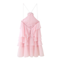 STOCK 3 Couleurs Chic Mode Femmes Mini Robe Vintage Sans Manches Femme Robes Couches Volants Vestidos Robe Mujer S-L