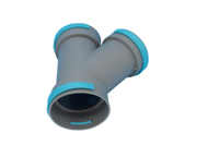 Raccord en T oblique pour tuyau PE 75-75-75, connecteur à 3 voies pour conduit de ventilation, raccord de tuyauterie CVC pour système de ventilation