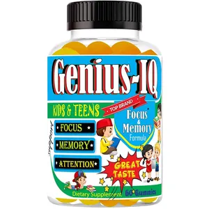 Kids IQ gummy kids Focus Supplements Support Healthy Brain Function Liquid Focus Vitamins for Kids Aid Concentration Attention