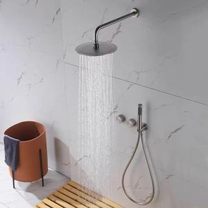 Pomme de <span class=keywords><strong>douche</strong></span> murale encastrée <span class=keywords><strong>à</strong></span> poignée unique en nickel brossé minimaliste italien, entièrement en cuivre, garantie 5 ans, eau chaude et froide - Product Image 2