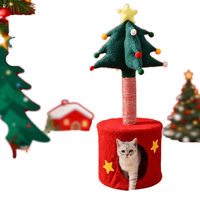 Arbre à chat en bois style sapin de Noël, structure d'escalade et griffoir combinés, design mignon, compact, personnalisable, gain de place, jouet pour chat