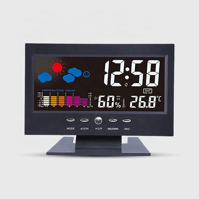 Weather Station Colorful Display Table Alarm Clock Temperature Hygrometer Display Led Alarm Clock Backlight Weather Forecast