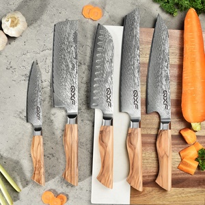 Ensemble <span class=keywords><strong>de</strong></span> couteaux <span class=keywords><strong>de</strong></span> luxe en acier Damas VG10 à 67 couches, <span class=keywords><strong>couteau</strong></span> japonais avec manche en bois d'olivier et support magnétique en résine - Product Image 4