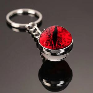 Vente en gros oeil <span class=keywords><strong>du</strong></span> <span class=keywords><strong>diable</strong></span> porte-clés temps gemme double face boule de verre métal porte-clés pendentif livraison rapide - Product Image 4