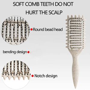 Brosse à cheveux colorée en paille de blé et nylon pour coiffure tendance, brosse démêlante pour boucles et définition de style, idéale pour la maison et le salon – Prix de gros - Product Image 2