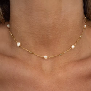 Collana Vintage con Pendente a Medaglione Rosa, Catena Stratificata in Perle d'Acqua Dolce e Perline Dorate, in Acciaio Inossidabile 18k, Gioielli di Moda <span class=keywords><strong>per</strong></span> Donne - Product Image 3