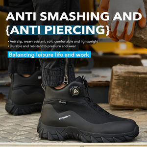 2025 אוem נעלי בטיחות יוניסקס שחור קל לנשימה מפלדת מנופדת חתוך מגפי חורף זמש בד פרווה - Product Image 2