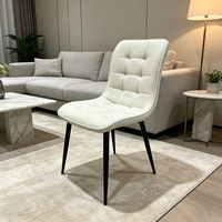 Chaise de salle à manger en tissu de lin avec pieds en fer durables, dossier capitonné moderne, pour la vente en gros de meubles