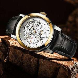 Wholesale Automatic Men's Wrist Mechanical Watch Round <b>Case</b> with Visible Mechanism Stainless Steel Band Glass Dial Quartz watch - Product Image 3