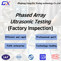 La prueba ultrasónica de arreglo en fase se utiliza para la inspección de acero en fábricas, tuberías de petróleo y costuras de soldadura.