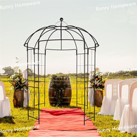 Pergola moderne en métal rond, pavillon, arche, treillis, large, revêtement en poudre de couleur rouille foncée pour la décoration de jardin en extérieur