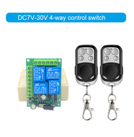 Sakelar Kontrol Jarak Jauh Nirkabel 4 Saluran DC 7V hingga 30V 433MHz Modul Relay RF dengan 2 Pengontrol untuk Motor Gerbang & Kit Elektronik