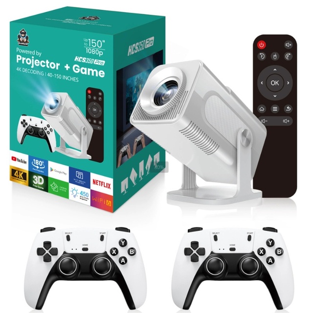 High-Definition Home Portable Dormitory Camping P30Max 10000 Built-In Games EU Wireless 2.4GHz Gaming Projector