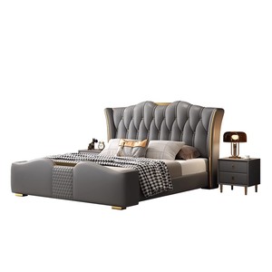 Letto in pelle moderno personalizzabile: testiera trapuntata con accenti oro taglia su misura e colore per la tua camera <span class=keywords><strong>da</strong></span> letto <span class=keywords><strong>da</strong></span> <span class=keywords><strong>sogno</strong></span> - Product Image 3