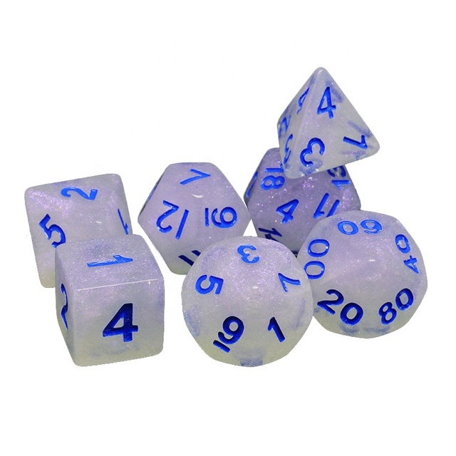 Handmade Resin Dice Full Set Transparent D&D Custom Gaming Dice