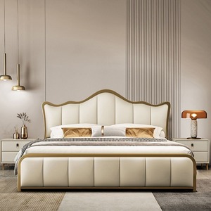 Set camera da letto struttura mobili produttore Soft Pad letto moderno <span class=keywords><strong>King</strong></span>-<span class=keywords><strong>size</strong></span> doppio letto in legno massello - Product Image 4