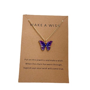 Nouveau collier papillon tendance multicolore en promotion, chaîne fine, pendentif coloré pour femme, bijoux - Product Image 1