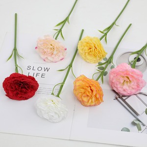 Ramo de 5 Flores Artificiales de Clavel Blanco de Seda de Alta Calidad de 23 cm para el Dí<span class=keywords><strong>a</strong></span> de la Madre, Acción de Gracias y Graduación - Product Image 3