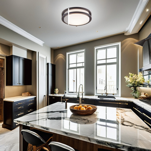Modern 12-Inch Black Round Flush Mount <b>Ceiling</b> <b>Light</b> Acrylic Cover Surface Mounted for Living Room or Bedroom IP44 Rated - Product Image 2