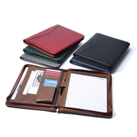 A4 taille en cuir Document dossier fermeture éclair portefeuille Multi poche organisateur bureau d'affaires papeterie fichier sac Promotion cadeaux