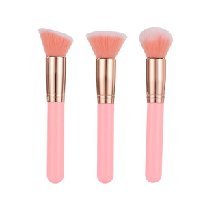 Rounded <b>Foundation</b> Brush Soft Synthetic Bristles Black Handle Rose Gold Ferrule Airbrush Base Tool - Product Image 5