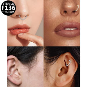 Gaby Bijoux de <span class=keywords><strong>piercing</strong></span> en titane ASTM F136 pour cartilage, anneaux de Daith et Hélix, segment articulé, anneau de mode avec zircone cubique transparente - Product Image 6