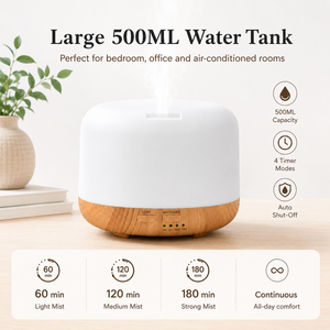 Humidificador de Aire Profesional Eléctrico Silencioso de 500 ml, Forma Redonda de PP, con Temporizador, Control Remoto, Difusor de Niebla de Color para Dormitorio de Hotel - Product Image 1