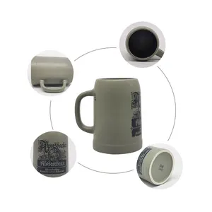 Tùy Chỉnh Bia Mugs Màu Tráng Men Bia Gốm Mug Rượu Vang Bia Đức Stein Với Decal