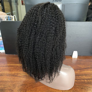 Accepter les boîtes de perruques Emballage de logo personnalisé, <span class=keywords><strong>perruque</strong></span> de cheveux humains <span class=keywords><strong>afro</strong></span> crépus mongole 180% 4C, <span class=keywords><strong>perruque</strong></span> de bandeau de cheveux vierges bruts - Product Image 4