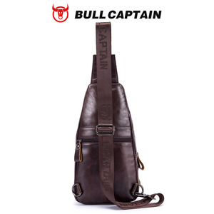 Sac bandoulière en cuir de vache véritable BULLCAPTAI pour homme, style vintage, tendance, décontracté, avec chaînes décoratives rétro. - Product Image 6