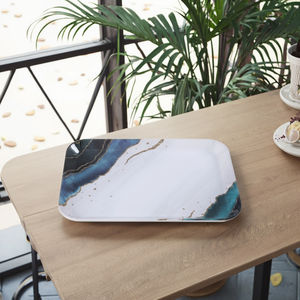 Fábrica personalizada nórdica mármol pintura estilo Rectangular galleta taza fruta bandeja plana 3 Set 12 13,5 15 pulgadas - Product Image 6