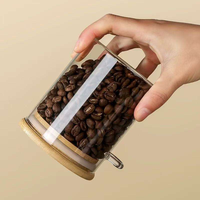 Bocaux de conservation en verre hermétiques avec couvercle et cuillère en bambou, verre borosilicate de haute qualité pour grains de café, récipients alimentaires de cuisine