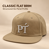 Casquette de baseball kaki à visière plate en gros avec broderie 3D en relief personnalisée et calotte structurée pour la marque de streetwear