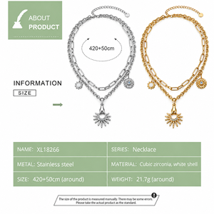สร้อยคอซันเบิร์สต์แบบเลเยอร์ ทอง 14K ชุบทองสุญญากาศบนสแตนเลสสตีล - Product Image 3